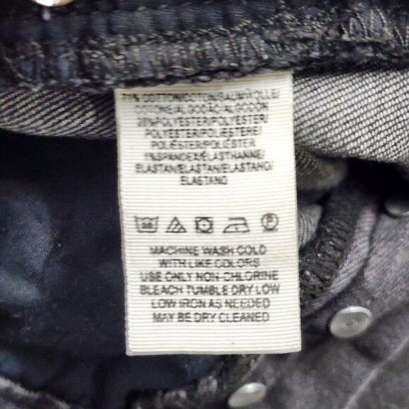 Free People Fishnet Patch Jeans Button Fly Faded Black Distressed Womens Sz 26 - Picture 5 of 9